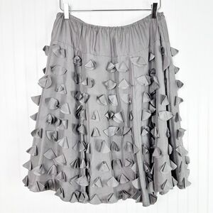 Garnet Hill Silk A-Line Pewter Grey Petal‎ Skirt 10